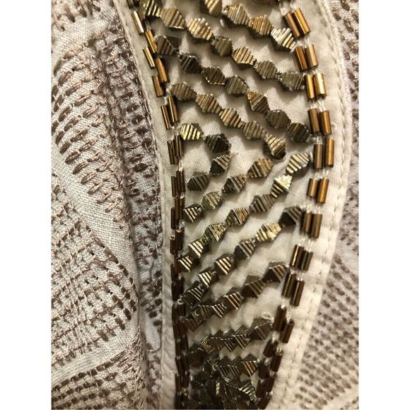 Chico's Women's  Cream Open Front with Stud Detail Linen Jacket Size 2 (L) - Picture 12 of 14